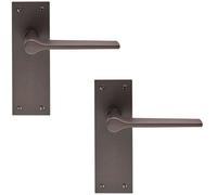 Loops 2x PAIR Flat Straight Handle on Slim Latch Backplate 150 x 50mm Matt Bronze Loops Multicolor