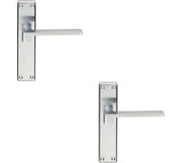 Loops 2x PAIR Flat Straight Lever on Latch Backplate Handle 180 x 40mm Satin Chrome Loops Multicolor