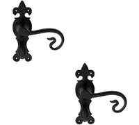 Loops 2x PAIR Forged Curled Handle on Bathroom Backplate 167 x 51mm Black Antique Loops Black