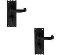 Loops 2x PAIR Forged Curved Handle on Bathroom Backplate 155 x 54mm Black Antique Loops Black