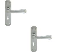 Loops 2x PAIR Heavy Duty Handle on Angular Lock Backplate 180 x 40mm Satin Chrome Loops Multicolor