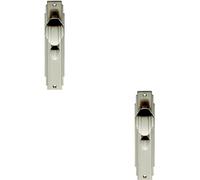 Loops 2x PAIR Line Detailed Door Knob on Bathroom Backplate 205 x 45mm Satin Nickel in Metallics Loops Metallics