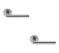 Loops 2x PAIR Mitred Round Bar Handle Ringed Design Conceled Fix Satin Steel in Metallics Loops Metallics