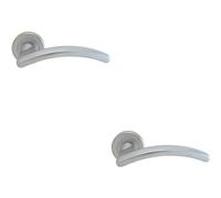 Loops 2x PAIR Oval Shape Arched Bar Handle on Round Rose Concealed Fix Satin Chrome Loops Multicolor