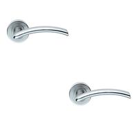 Loops 2x PAIR Oval Shaped Arched Bar Handle Concealed Fix Round Rose Satin Chrome Loops Multicolor