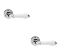Loops 2x PAIR Porcelain Handle with Ringed Detailing 58mm Round Rose Polished Chrome Loops Multicolor