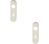 Loops 2x PAIR Radius Standard Lock Handle Key Plates 170 x 45 x 8mm Satin Steel in Metallics Loops Metallics
