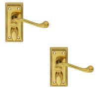 Loops 2x PAIR Reeded Design Scroll Lever on Bathroom Backplate 112 x 48mm Brass in Metallics Loops Metallics