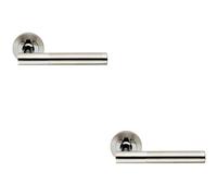 Loops 2x PAIR Round Bar Handle on Round Rose Concealed Fix Polished & Satin Steel in Metallics Loops Metallics