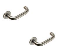 Loops 2x PAIR Round Bar Safety Handle Concealed Fix Round Rose Satin Stainless Steel in Metallics Loops Metallics