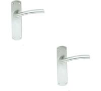 Loops 2x PAIR Rounded Curved Bar Handle on Latch Backplate 170 x 42mm Satin Chrome Loops Multicolor