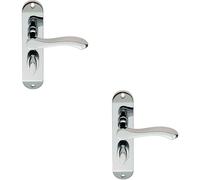 Loops 2x PAIR Scroll Lever Door Handle on Bathroom Backplate 180 x 40mm Chrome Loops Multicolor