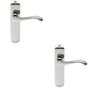 Loops 2x PAIR Scroll Lever Door Handle on Latch Backplate 180 x 40mm Polished Chrome Loops Multicolor