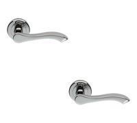 2x PAIR Scroll Shaped Handle on Chamfered Edged Round Rose Polished Chrome