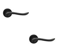 Loops 2x PAIR Scroll Shaped Lever Handle on Round Rose Concealed Fix Matt Black Loops Black