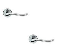 2x PAIR Scroll Shaped Lever Handle on Round Rose Concealed Fix Polished Chrome