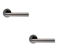 Loops 2x PAIR Sectional Round Bar Handle on Round Rose Concealed Fix Black Nickel in Metallics Loops Metallics