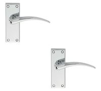 Loops 2x PAIR Slim Arched Door Handle on Latch Backplate 150 x 43mm Polished Chrome Loops Multicolor