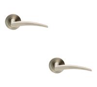 Loops 2x PAIR Slim Arched Flat Lever on Round Rose Concealed Fix Satin Stainless Steel in Metallics Loops Metallics