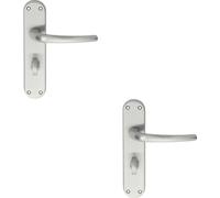 Loops 2x PAIR Slim Round Bar Lever on Shaped Bathroom Backplate 185 x 40mm Chrome Loops Multicolor