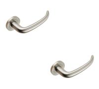 Loops 2x PAIR Slim Rounded Inward Curved Lever on Round Rose Concealed Fix Satin Steel in Metallics Loops Metallics