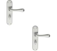 Loops 2x PAIR Smooth Round Bar Handle on Bathroom Backplate 185 x 40mm Satin Chrome Loops Multicolor