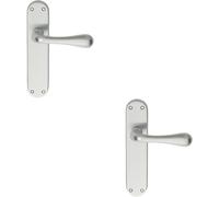 Loops 2x PAIR Smooth Round Bar Handle on Latch Backplate 185 x 40mm Satin Chrome Loops Multicolor