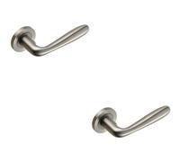 Loops 2x PAIR Smooth Rounded Bar Handle on Round Rose Concealed Fix Satin Steel in Metallics Loops Metallics