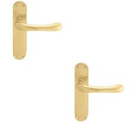 Loops 2x PAIR Smooth Rounded Handle on Shaped Latch Backplate 185 x 42mm Satin Brass in Metallics Loops Metallics