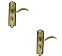 Loops 2x PAIR Spiral Sculpted Lever on Bathroom Backplate 180 x 48mm Florentine Bronze Loops Multicolor