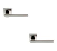 Loops 2x PAIR Square Cut Rectangular Handle on Square Rose Concealed Fix Satin Steel in Metallics Loops Metallics
