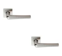 2x PAIR Square Cut Tapered Handle on Square Rose Concealed Fix Satin Steel