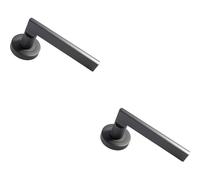 Loops 2x PAIR Straight Plinth Mounted Handle on Round Rose Concealed Fix Matt Bronze Loops Multicolor