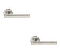 Loops 2x PAIR Straight Round T Bar Handle on Round Rose Concealed Fix Polished Steel in Metallics Loops Metallics