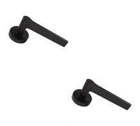 Loops 2x PAIR Straight Rounded Handle on Round Rose Concealed Fix Matt Black Loops Black