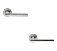 Loops 2x PAIR Straight Smooth Round Bar Handle on Round Rose Concealed Fix Satin Steel in Metallics Loops Metallics