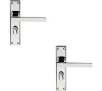 Loops 2x PAIR Straight Square Handle on Bathroom Backplate 180 x 40mm Polished Chrome Loops Multicolor