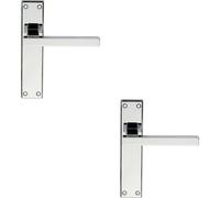 Loops 2x PAIR Straight Square Handle on Latch Backplate 180 x 40mm Polished Chrome Loops Multicolor