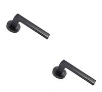 Loops 2x PAIR Straight Square Handle on Round Rose Concealed Fix Matt Black Finish Loops Black