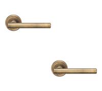 Loops 2x PAIR Straight T Bar Handle on Round Rose Concealed Fix Antique Brass in Metallics Loops Metallics