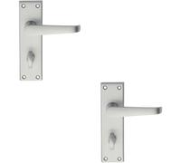 Loops 2x PAIR Straight Victorian Handle on Bathroom Backplate 150 x 43mm Satin Chrome Loops Multicolor