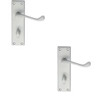Loops 2x PAIR Victorian Scroll Handle on Bathroom Backplate 150 x 43mm Satin Chrome Loops Multicolor