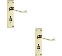 Loops 2x PAIR Victorian Scroll Handle on Bathroom Backplate 155 x 41mm Polished Brass in Metallics Loops Metallics