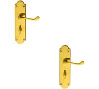 2x PAIR Victorian Scroll Handle on Bathroom Backplate 205 x 49mm Polished Brass