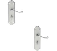 Loops 2x PAIR Victorian Scroll Handle on Bathroom Backplate 205 x 49mm Satin Chrome Loops Multicolor