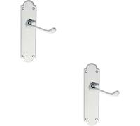 Loops 2x PAIR Victorian Scroll Handle on Latch Backplate 205 x 49mm Polished Chrome Loops Multicolor