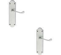 Loops 2x PAIR Victorian Scroll Handle on Latch Backplate 205 x 49mm Satin Chrome Loops Multicolor