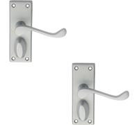 Loops 2x PAIR Victorian Scroll Handle on Privacy Backplate 118 x 43mm Satin Chrome Loops Multicolor
