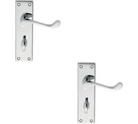 Loops 2x PAIR Victorian Scroll Lever on Bathroom Backplate 150 x 43mm Polished Chrome Loops Multicolor