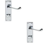 Loops 2x PAIR Victorian Scroll Lever on Bathroom Backplate 155 x 41mm Polished Chrome Loops Multicolor